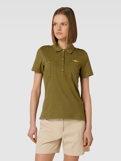 Aeronautica Militare Poloshirt mit Label Stitching khaki online