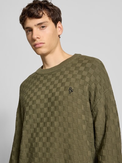 REVIEW Regular fit pullover in gebreide look Olijfgroen - 3