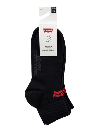 Levi's® Sneakersocken mit Label-Print im 3er-Pack Modell 'MID CUT' Black 2