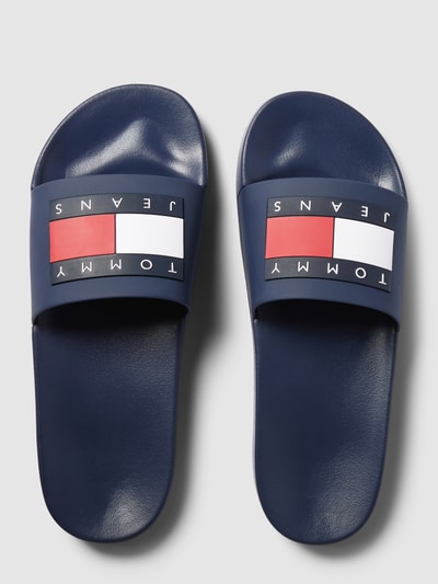 Tommy Jeans Slippers met labelpatch, model 'POOL' Marineblauw - 3