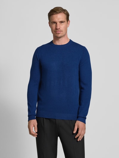 Christian Berg Men Sweter z kaszmiru o kroju regular fit z okrągłym dekoltem Granatowy melanż 4