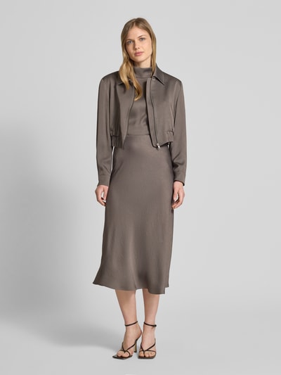 Drykorn Midirok van satijn met elastische band, model 'URA' Leem - 1