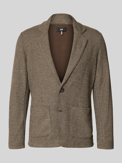 Produktfoto, Cardigan mit Viskose-Anteil Modell 'Morret' von CINQUE, schmale Passform, Strick-Optik, braune Struktur, Reverskragen, aufgesetzte Taschen