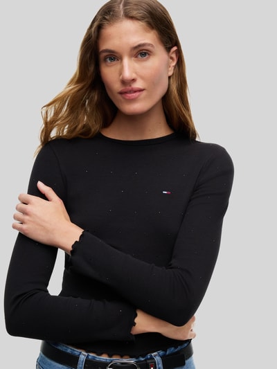 Tommy Jeans Bluzka z długim rękawem ze zrolowanym brzegiem Czarny 3