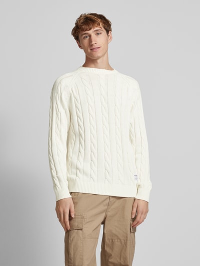 Pepe Jeans Gebreide pullover met kabelpatroon, model 'Camdem' Offwhite - 4