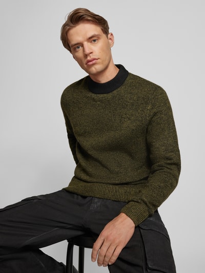 Jack & Jones Gebreide pullover met labeldetail, model 'COSPACE' Olijfgroen - 3