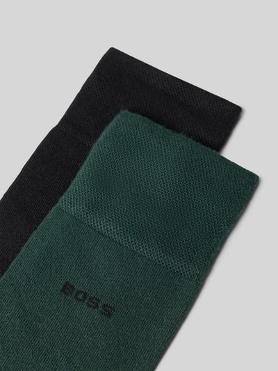 Produktfoto, Socken aus Viskose-Mix im 2er-Pack von BOSS in Schwarz und Dunkelgrün, feine Textur, Herren Socken von BOSS