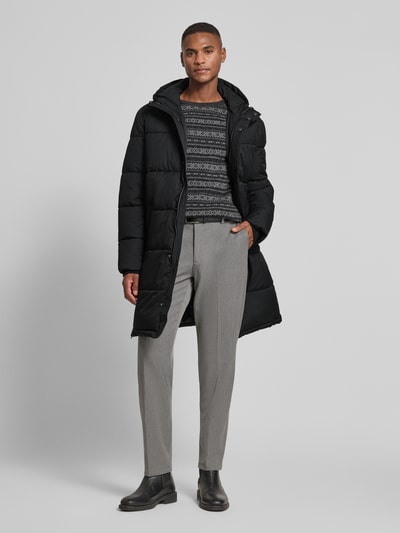 Christian Berg Men Steppmantel mit Kapuze und Eingrifftaschen Black 1