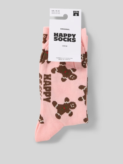 Happy Socks Regular Fit Socken mit Motiv-Stitching Modell 'Gingerbread Man' Rosa 3