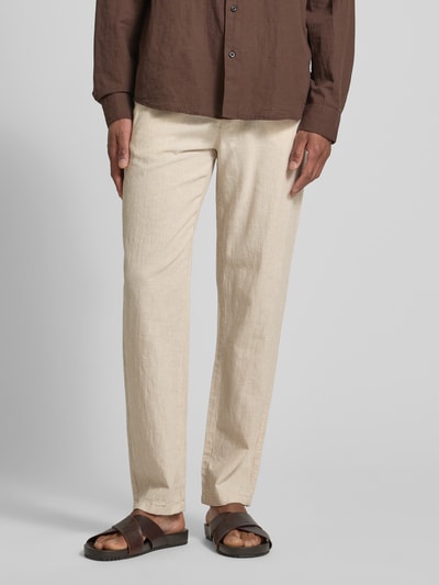 Lindbergh Stoffhose mit Leinen-Anteil und seitlichen Eingrifftaschen Sand 4