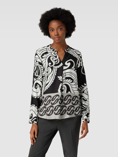 Emily Van den Bergh Blusenshirt mit Paisley-Muster und Tunikakragen Black 4