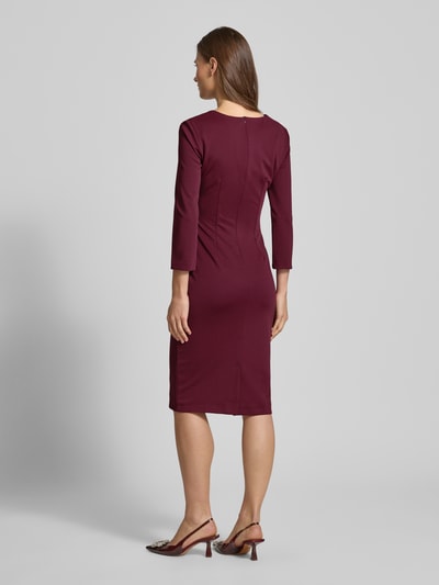 Rinascimento Knielange cocktailjurk met V-hals Bordeaux - 5