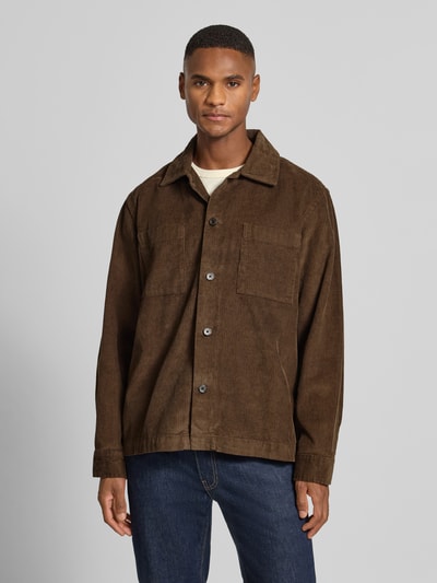 SELECTED HOMME Regular fit overhemdjack van puur katoen, model 'REGTATE' Donkerbruin - 4