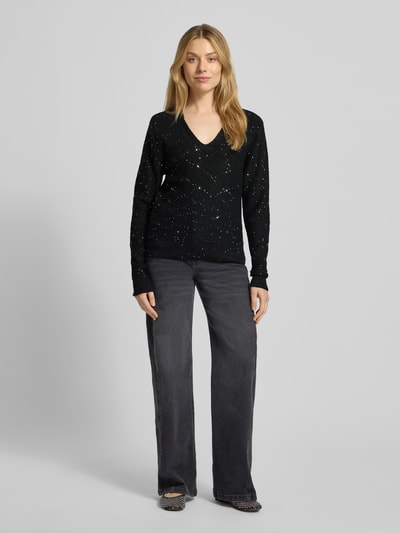 ICHI Strickpullover mit Pailletten Modell 'DAMIAN' Black 1