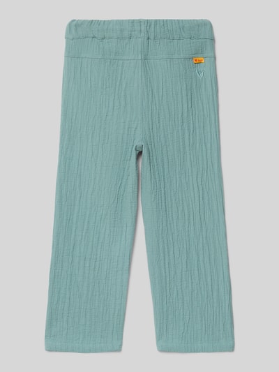 Produktfoto, Hose mit Eingrifftaschen und Stitching von Steiff in Hellblau, reine Baumwolle, elastischer Bund, Label-Detail, strukturierte Oberfläche