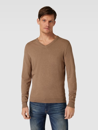 MCNEAL Gebreide pullover van viscosemix met V-hals Cognac gemêleerd - 4