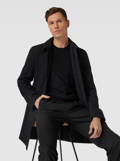 HUGO Lange jas met blinde ritssluiting, model 'Marec' Zwart - 3