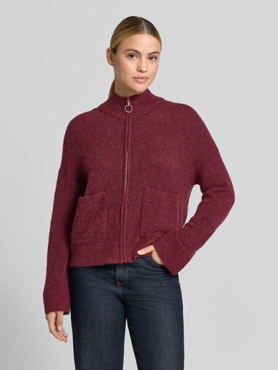 Selected kardigan rozpinany o kroju regular fit z mieszanki wełny model 'SIA' Bordowy 4