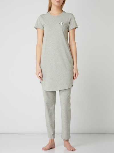 CK One Pyjama-Oberteil mit Logo-Print  Mittelgrau Melange 1