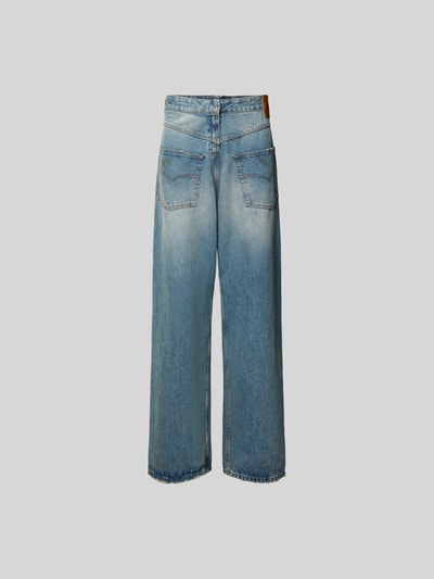 Produktfoto, Loose Fit Jeans aus Baumwolle von VETEMENTS in Blau mit Destroyed-Look, 5-Pocket-Design, Knopf-Reißverschluss, reine Baumwolle, Bundweite 45 cm, Innenbeinlänge 77 cm, Herren Jeans.
