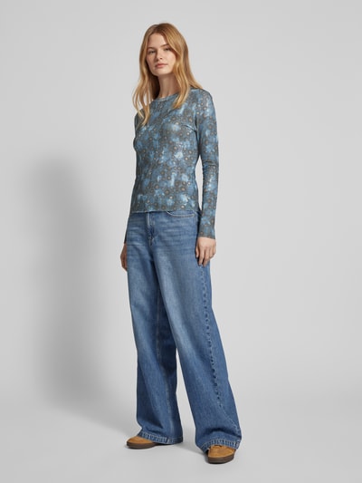 Jake*s Casual Shirt met lange mouwen en all-over bloemenprint Donkergrijs - 1