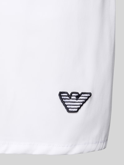 Emporio Armani Straight Fit Badeshorts mit Logo-Detail Weiss 2