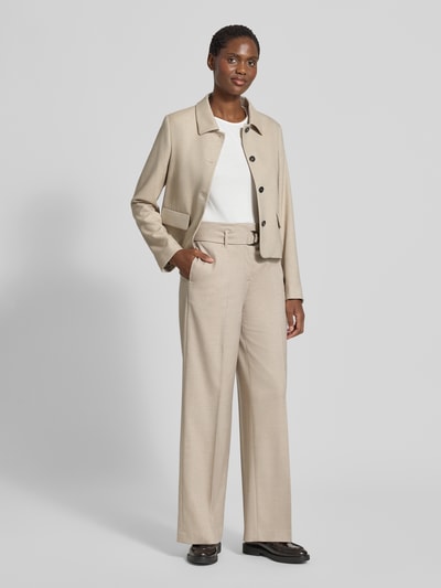 More & More Stoffen broek met bandplooien Taupe - 1