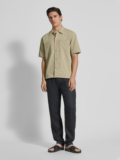 JAKE*S STUDIO MEN Regular Fit Freizeithemd mit Strukturmuster Taupe 1