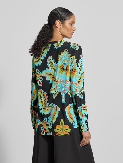 HERZENS Regular fit Blouse van Mix van zijde en elastaan Zwart - 5