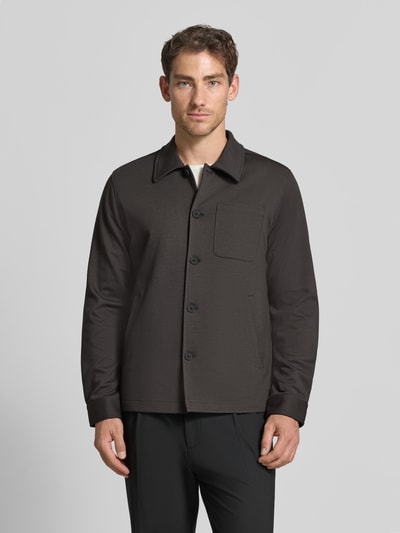 Lindbergh Kurtka koszulowa o kroju slim fit z dodatkiem wiskozy Antracytowy 4