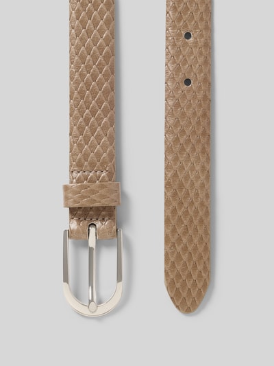 Produktfoto, pasek damski 'Gürtel aus echtem Leder mit Allover-Snakeprägung' von Weinmann, naturalna skóra, krój slim fit, tłoczenie na całej powierzchni, sprzączka, szerokość w rozmiarze 80: 2 cm, beżowy, regularna faktura, matowe wykończenie