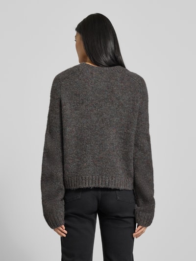 VERO MODA Regular fit gebreide pullover met wol, model 'INGRID' Donkergrijs gemêleerd - 5
