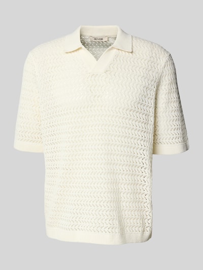Produktfoto, Regular Fit Poloshirt aus Baumwoll-Mix Modell 'NYLE' von Only & Sons in Creme, kurze Ärmel, Strickoptik, strukturierte Oberfläche