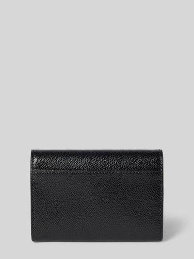 Produktfoto, Card Case mit Einsteckfächern Modell 'IRIDE' von FURLA aus schwarzem beschichtetem Leder mit Hauptfach und Umschlag, glatte Textur.