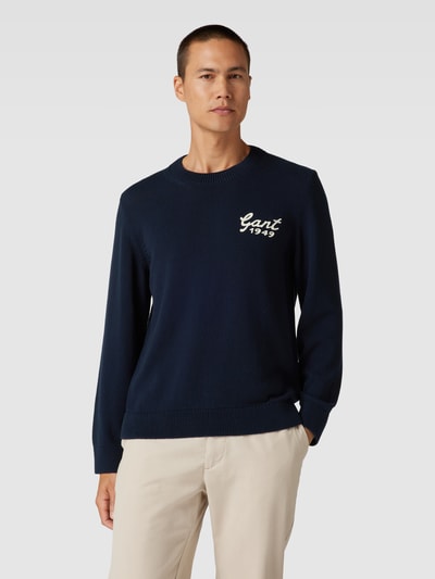 GANT Strickpullover mit Label-Print Modell 'LETTERMAN' Marine 4