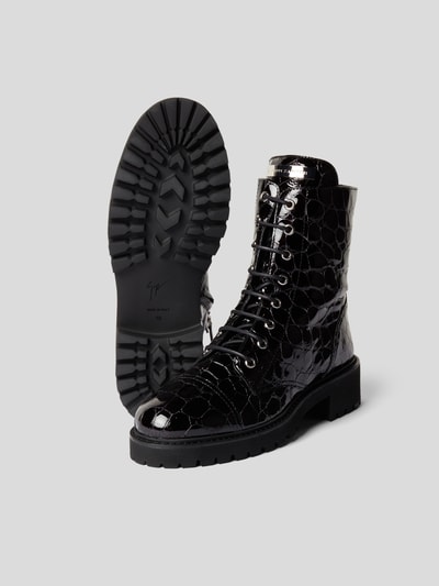 Giuseppe Zanotti Schnürboots in Reptil-Optik  Schwarz 6