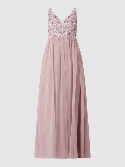 Jake*s Cocktail Abendkleid aus Tüll mit Stern-Applikationen  Mauve Melange 2