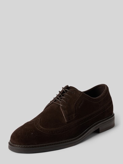 Produktfoto, buty sznurowane z prawdziwej skóry model 'Bidford' od GANT, brązowy, matowa faktura, zaokrąglone kształty, Herren Schnürschuhe von GANT