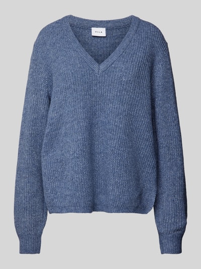 Vila Gebreide pullover met extra brede schouders, model 'BELUNA' Blauw - 2