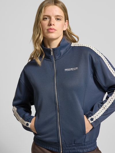 PEGADOR Sweatjacke mit Spitzenbesatz Modell 'TIHANY LACE' Blau 3