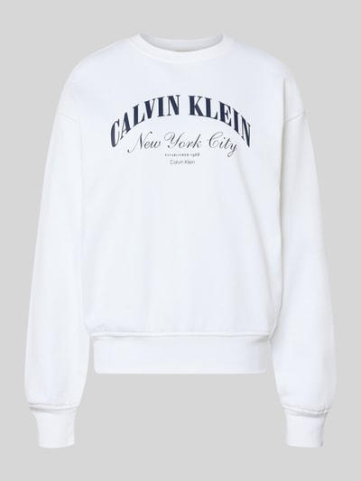 Produktfoto, bluza Sweatshirt mit Label-Print Modell 'GRAPHIC' od Calvin Klein Jeans z mieszanki bawełny i elastanu, luźny krój, okrągły dekolt, nadruk z logo, elastyczne wykończenia