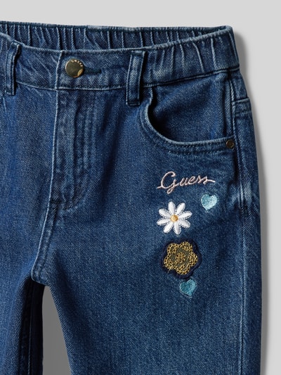 Guess Mom Fit Leg Jeans mit floralen Stickereien Modell 'RIGID' Blau 2