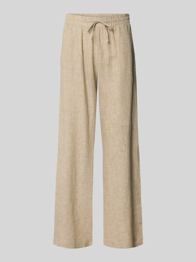 Productfoto, Wide Leg Pants uit linnenmix met elastische tailleband model 'Lava' van FREE/QUENT, loose fit, beige, textuur zichtbaar