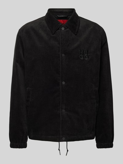 HUGO Corduroy jack met labelstitching, model 'Bran' Zwart - 2