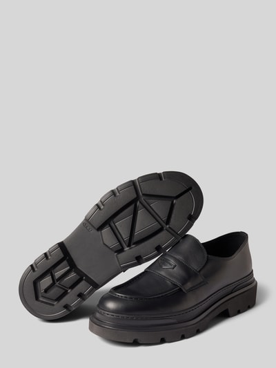 Produktfoto, schwarze Loafers aus echtem Leder Modell 'Harvell' von Antony Morato mit profilierter Sohle und abgerundeter Passform, Herrenschuh