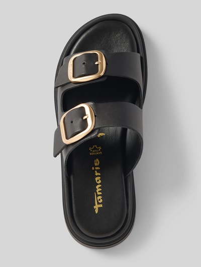 Tamaris Slippers van leer met doornsluiting Zwart - 3
