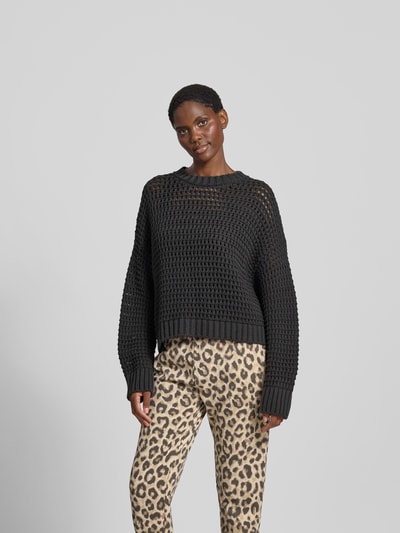 Juvia Relaxed Fit Pullover mit Lockmuster Dunkelbraun 4
