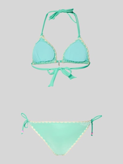 Produktfoto, Bikini mit Ziersteinen Modell 'Neosun' von Banana Moon, elastyczna mieszanka materiałów, ozdobne kamienie, haft, charm, mięta