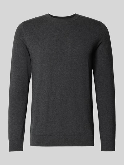 SELECTED HOMME Sweter z dzianiny o kroju regular fit z czystej bawełny model ‘BERG’ Ciemnoszary 2