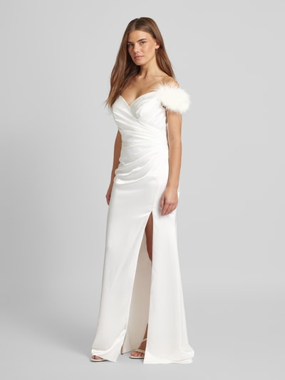 Luxuar Abendkleid in Wickel-Optik Offwhite 1